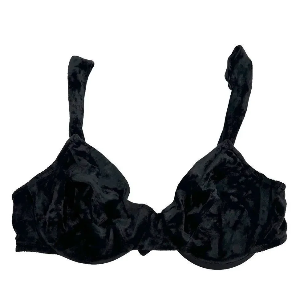 Vintage 90’s Victoria’s Secret gold label crushed velvet underwire unlined bra